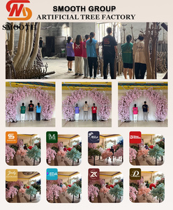 Arbre à fleurs de cerisier rose élégant de 1,2 m avec feuilles vertes pour la décoration de l'allée d'entrée de mariage - Product Image 5