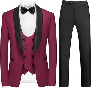 Costume de <span class=keywords><strong>smoking</strong></span> 3 pièces de luxe pour homme, veste à simple boutonnage avec revers châle, coupe ajustée, tissu respirant, grandes tailles pour mariages - Product Image 3