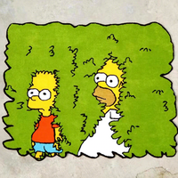 Tapis vert à motif Homer Simpson et Bart Simpson, logo découpé, tapis à poils longs en acrylique et laine, adapté aux animaux domestiques