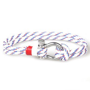 Bracciale da uomo con gancio per pesci in acciaio inossidabile con corda di Nylon colorata, bracciale con bracciale a treccia - Product Image 3