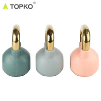 Kettlebell de compétition personnalisé TOPKO avec logo, en fonte, revêtement thermolaqué, poignée dorée, poids libre pour fitness et musculation
