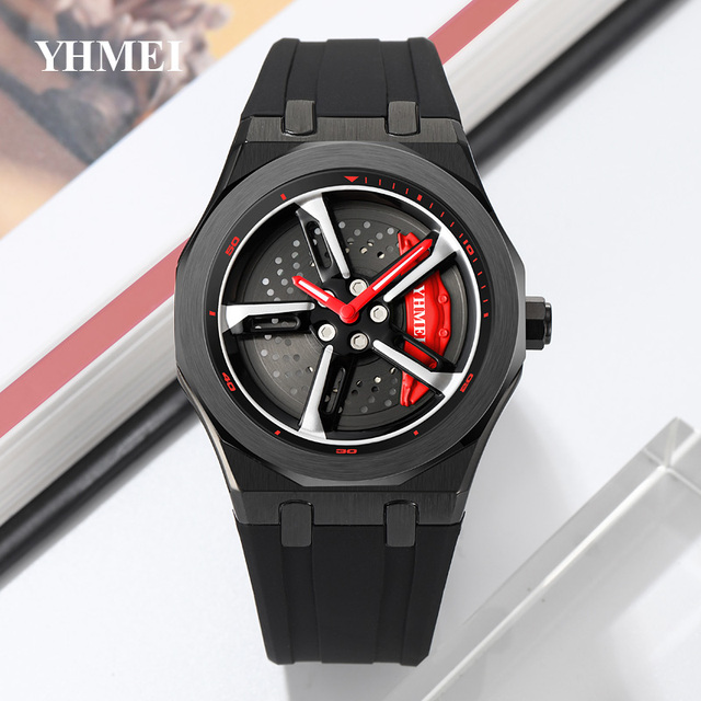 Original Car Wheel Rim Spinning Wheel Watches Waterproof Rotating Dial 3d Men Watches Sports Car Watches Wheel Designer Fashion