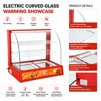 Vitrine chauffante électrique commerciale en verre incurvé pour boulangerie, snack-bar et restaurant de restauration rapide