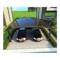 Abri de voiture moderne en alliage d'aluminium simple, auvent de garage, toit arqué, imperméable, durable, revêtement en poudre, abri pour 2 voitures, extérieur