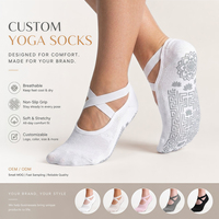 Chaussettes de yoga personnalisées à sangles croisées, antidérapantes, pour Pilates et Barre, respirantes, pour femmes, OEM ODM