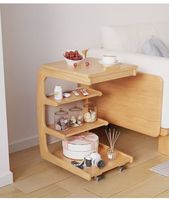 Table basse moderne convertible portable avec plateau en bois et structure en bois - Hauteur réglable, rangement pour chambre, salon, meubles de maison