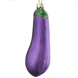YB New Hand Made Christmas Tree Ornament Glass Purple Eggplant