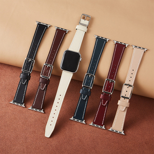 Correa de reloj de cuero encerado vintage de lujo para iWatch Ultra, hecha a mano con cuero de vaca de primera capa y hebilla cuadrada. - Product Image 6