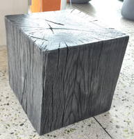 Tabouret carré en GRC gris ciment, aspect bois clair, design chinois, pour la maison, l'hôtel, l'école, l'entrepôt, la chambre, l'entrée