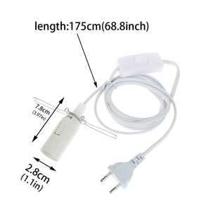 Câble d'alimentation de 1,8 m, cordon E14 E27, bases de lampe, prise EU avec interrupteur, fil pour <span class=keywords><strong>ampoule</strong></span> LED suspendue E14, support de <span class=keywords><strong>suspension</strong></span> pour lampe suspendue - Product Image 5