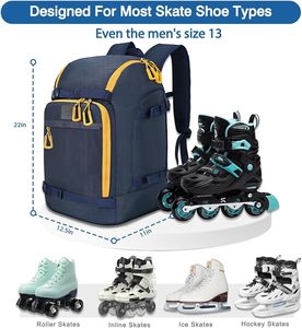 WOLT Roller Skate Bag para Mujeres Hombres, Ice Skate Bag Mochila con Top Casco Bolsillo para Roller Blade Se adapta a los zapatos hasta Us Mens - Product Image 5