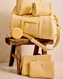 Travel Cosmetic Bag Set Wholesale Cotton Gauze Duffle Bag Cosmetic Bag Flat Pouch Travel Duffel Bag Set Of 5