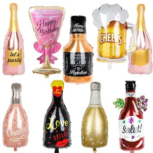 Balon Foil Botol Wiski Anggur Besar Dekorasi Pesta Ulang Tahun Hari Valentine Perlengkapan Dekorasi Pernikahan Mainan Helium Globos