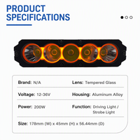 Feux de calandre LED DRL 5 unités 200W 12-36V étanches en aluminium pour feux de jour
