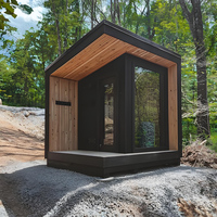 Sauna Móvil de Madera Maciza de Cedro Rojo con Diseño Moderno, 9kw, Ducha de Vapor Tropical para Exteriores, para 2 Personas, Superventas