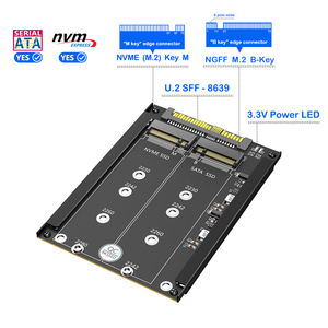 محول <span class=keywords><strong>M</strong></span>.2 NVMe ثنائي من نوع <span class=keywords><strong>M</strong></span>-Key و B-Key إلى U.2 مقاس 2.5 بوصة مع إطار تثبيت من مادة PCB للخوادم وأجهزة الكمبيوتر المكتبية عالية الأداء - Product Image 2