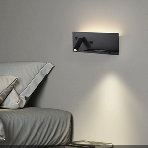 Applique murale intérieure à LED multifonctionnelle avec interrupteur de chargement de téléphone sans fil USB Applique murale de chevet Lecture - Product Image 6