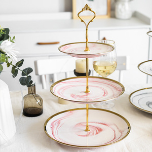 Plateau à fruits créatif en céramique, style européen, support à pâtisserie à trois étages, plateau à gâteau à double étage pour le thé de l'après-midi, salon <span class=keywords><strong>moderne</strong></span> - Product Image 3