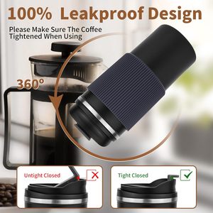 แก้วกาแฟแบบกดฝรั่งเศสเก็บความร้อนสุญญากาศสำหรับเดินทาง พร้อมตัวกดกาแฟ แก้วน้ำแบบมีฝาปิดสำหรับชงกาแฟและชาด้วยมือ - Product Image 3