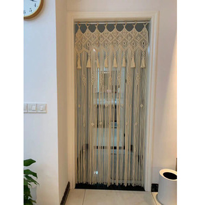 Rideau De Porte Ou Tenture Murale En Macramé Fait Main - Style Bohème Avec Pompons