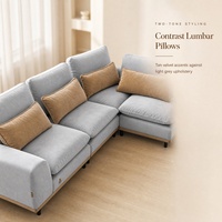 Canapé d'angle sectionnel moderne en tissu doux, design OEM, mobilier de salon, fabrication sur mesure