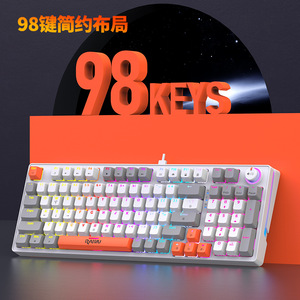 Clavier de jeu mécanique filaire Raiku Gk98, disposition à 98 touches avec interrupteurs bleus et molette rotative, rétroéclairage RVB - Product Image 2