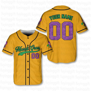 Nouveaux maillots de Mardi Gras 2026, chemises personnalisées avec nom et numéro, maillot de baseball, vêtements de Mardi Gras pour femmes et hommes - Product Image 3
