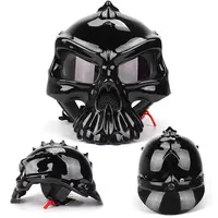 REALZION Motorcycle Top ABS Skull Helmet Retro Personality Fashion Half Face Helmet For Universal