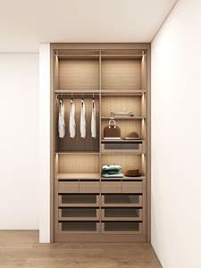 Armoires modernes en contreplaqué avec portes en verre, éclairage LED et grand espace de rangement pour le salon, meubles de maison - Product Image 6