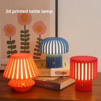 Lampe de chevet ovale plissée imprimée en 3D rechargeable, design ferme, à commande tactile, LED dimmable, lampe de nuit premium pour fille
