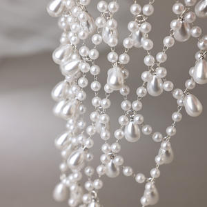 Tocado de Malla Hueca <span class=keywords><strong>con</strong></span> Colgante, Diadema de Perlas para Mujer, Accesorio para el Cabello de Moda Bohemia Vintage - Product Image 5