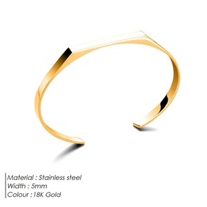 High-End Geometric Minimalist <b>Stainless</b> <b>Steel</b> <b>Bracelet</b> Custom Engraving Non-Tarnish Fashionable for Women/<b>Man</b> - Product Image 3
