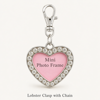 Mini pendentif médaillon cœur rétro en alliage de zinc avec strass, cadre photo, fermoir mousqueton pivotant, pour animaux de compagnie (chien, chat), vente en gros