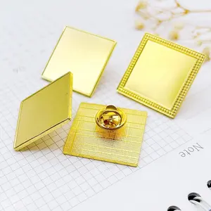 Wholesale Metal Printing Engraving Logo Gold Blank Rectangle Shape Lapel Pins Rectangular Name Tag Badge