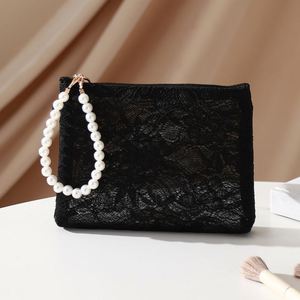 Bolsa de Cosméticos de Encaje con Logotipo Personalizado, Bolsa de Almacenamiento de Artículos de Aseo, Bolsa de Maquillaje de Lujo con Correa para la Muñeca - Product Image 6