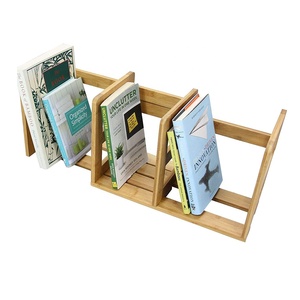 Estantería de escritorio extensible, organizador de exhibición de libros, librería pequeña moderna con sujetalibros de madera, estante de libros pequeño