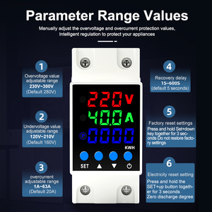 Protecteur intelligent numérique monophasé CA PN2-VAK 10 KVA contre les surtensions et les sous-tensions, à réinitialisation automatique, avec temporisation, protection contre les surcharges et les surintensités - Product Image 4