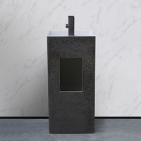 YingJie articles sanitaires wisdom acrylique surface solide cuboïde bassin à piédestal intégré
