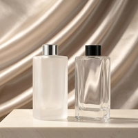 Bouteilles de diffuseur à roseaux en verre dépoli rechargeables avec bouchon 150 ml – Bouteille d'huile parfumée pour aromathérapie et parfum d'ambiance