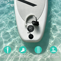 Laisse de cheville enroulée de 10 pieds pour paddleboard, blanche, en TPU de 7 mm, avec coussinet de confort, vente en gros, usine OEM, CE BSCI