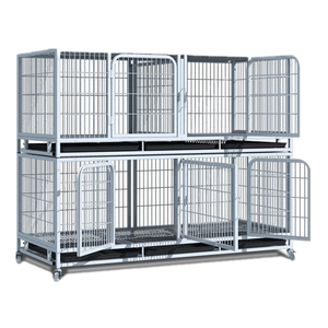 Cages pour animaux de compagnie en fer massif carrées, simples/doubles/triples couches, respirantes, blanches/noires, avec <span class=keywords><strong>porte</strong></span> <span class=keywords><strong>coulissante</strong></span> horizontale pour chats, lapins, pigeons - Product Image 1
