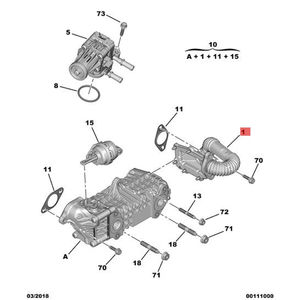 OE 9813050280 Egr Valve Cooler Gaz d'échappement pour <span class=keywords><strong>208</strong></span> 308I DV5R 1.5 BLUE HDI - Product Image 2