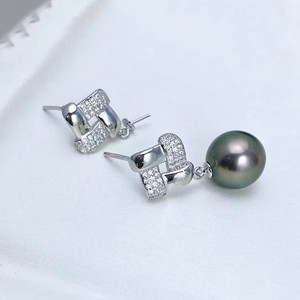 WENCHI DIY Pearl Accessories S925 <b>Silver</b> Ear Nails Empty Stand Fashion Earnail 9-13mm <b>Beads</b> 10908 Jewelry Findings Components - Product Image 2