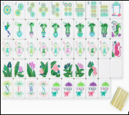 QiXi 21 Oh My Mahjong Palm Royale, Fichas de Mahjong Americanas de Lujo, Construcción de PVC de 4 Capas, Diseño con Patrón de Bambú, Plegable y Portátil - Product Image 2