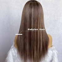Babylon Original silicona transpirable gorra ceniza marrón resaltar Pu Toppers virgen Remy cutícula cabello humano médico pelucas de encaje completo