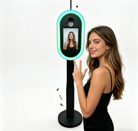 Paviliun Fotografi iPad Zhenying Selfie dengan Ring Light, Kompatibel dengan Kamera Photo Booth untuk iPad 10.2/10.9/11/12.9 inci, Tinggi Dapat Disesuaikan