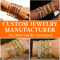 Bracelet jonc pour femme en laiton plaqué or 18 carats avec zircone cubique, sans nickel, personnalisable, fabricant de bijoux OEM ODM sur mesure