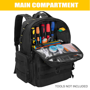 <b>Tool</b> Bag <b>Backpack</b> for Men Waterproof Heavy-Duty High-Capacity <b>Tool</b> Storage Organizer with Padded Shoulder Waist Support Black - Product Image 6