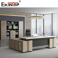Ekintop Bureau de Direction Moderne en Bois en Forme de L, Mobilier de Bureau Exécutif de Luxe, Table de Travail de Gestionnaire, Bureau de Coin de PDG