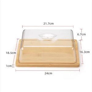 <b>Bamboo</b> Cheese Board With Acrylic Lid Reusable Solid <b>Container</b> For Picnics - Product Image 3